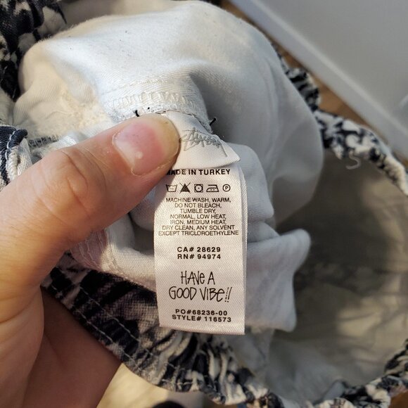 Y2K Stussy Mob Beach Pants White Black Size M - Picture 6 of 7